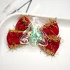 Pinza para el pelo con lazo de terciopelo rojo navideño, set de tocado con campana y borla de dibujos animados lindos de Papá Noel para niños