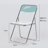 Silla de maquillaje transparente, acrílico, taburete de estilo ins moderno con respaldo, silla de comedor simple para el hogar, silla plegable para tienda de ropa