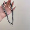 Colar Geométrico Redondo com Contas em Camadas Estilo Escuro para Mulheres, Corrente de Clavícula Elegante e da Moda com Design Único