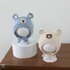 Gorro de lana para bebé de 1 a 3 años, estilo coreano, lindo gorro de punto con oso de dibujos animados, gorro cálido de invierno con protección para las orejas para niñas