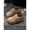 Sapatos Birkenstock de Solado Grosso Feminino 2026 Outono Novo Vintage Camurça de Vaca Cobertura Total Solado Macio Mocassins Slip-On para Mulheres