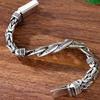 Joyería de plata esterlina S925 para hombre, personalidad dominante, seis palabras en sánscrito, patrón de seguridad, pulsera dominante, cadena de plata vintage