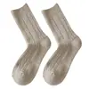 Calcetines de lana para mujer, calcetines de media pantorrilla para otoño e invierno, calcetines cálidos y gruesos de cachemir de doble punto, calcetines de invierno de punto trenzado de moda estilo coreano para mujer
