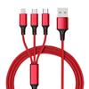 Cable de Datos Trenzado de Malla de Pescado Uno a Tres 5A Carga Súper Rápida Cable de Carga Tres en Uno Tipo-C Regalo Logo Personalizado