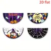 Abanico Bandera de Medio Círculo Nuevo de Halloween Forma de Bandera Castillo de Calabaza Decoración Festiva 45*90cm Abanico con Forma de Bandera