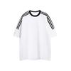 Comércio exterior americano retrô três barras casual gola redonda esportes verão camiseta de manga curta algodão masculino e feminino all-match top moderno