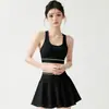 Conjunto de Falda Tenis Fitness Estilo Coreano con Almohadillas en el Pecho Sujetador Deportivo Pantalones Cortos de Seguridad Integrados Falda Ropa de Golf Yoga