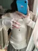 [Spot] Camisa feminina de gola alta de outono com ajuste fino e manga comprida