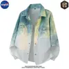 Camisa de Manga Larga Tie-Dye de Alta Calidad Marca NASA para Hombre Tendencia de Moda Casual Otoñal Diseño con Sentido Camisa Chaqueta