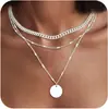 Collar de Oro Multicapa Transfronterizo Europeo y Americano 2025 para Mujer Apilable Moda Simple Versátil Diseño de Nicho Collar