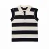 Chal de Punto para Mujer en Otoño, Rayas Blancas y Negras Encaje Cuello de Muñeca Sin Mangas Pullover Top para Superponer, Ropa para Mujer al por Mayor