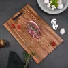Tabla de Cortar Grande y Juego de Cuchillos, Cuadrada de Madera de Acacia Madera Maciza Tabla de Cortar Simple para Cortar Bistec, Tabla de Cortar Gruesa de Madera Dura para el Hogar