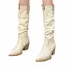 Botas de cowboy occidentales, nuevas botas largas de otoño e invierno para mujer, botas de tacón alto francesas, botas Martin de nicho, botas de jinete