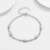 Pulsera de Plata de Ley S925 con Diamante Pequeño Incrustado y Seis Garras, Doble Capa, Joyería de Nicho, Pulseras Apilables de Lujo Accesible, Accesorios de Moda