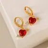 Brincos Pingente de Strass em Formato de Coração para Mulheres, Brincos de Tarraxa Minimalistas e Únicos com Temperamento Requintado e Sofisticado, Atacado