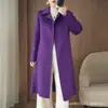 Abrigo de Lana 100% Estilo Lujo Ligero y Elegante, Largo con Tres Botones y Solapa, Abrigo de Lana Versátil y Elegante de Color Sólido