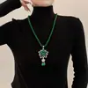 Nuevo Colgante de Collar de Ágata Verde Estilo Chino para Mujer Cadena Versátil de Moda de Gama Alta Accesorios de Ropa con Cuentas