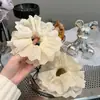 Goma para el pelo fruncida de encaje francés Color albaricoque lechoso Cuerda para el pelo con bordado 3D Estilo nicho de alta gama y suave Goma para el pelo de intestino grueso