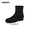 Botas Western Retrô Aogushi Deng Femininas 2026 Novas Botas Curtas Outono Inverno Maillard Botas Femininas com Salto Grosso para Afinar o Tornozelo