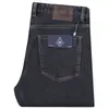 Otoño e Invierno Nuevos Pantalones Casuales para Hombre de Algodón Mezclado Rectos Azul Oscuro Combinables de Cintura Media Gruesos de Alta Gama