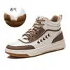 Tenis blancos de caña alta de piel genuina para mujer, nuevo modelo otoño 2026, zapatos planos para mujer, zapatos casuales deportivos de moda que aumentan la altura