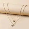 Collar de Estrella al por Mayor Europeo y Americano Transfronterizo Nueva Joyería Nicho Diamante Completo Multicapa Aleación Luna Joyería Colgante para Mujer