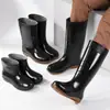 Botas de lluvia altas de invierno, forradas de felpa para abrigar, engrosadas para protección extra, impermeables, duraderas, estilo nuevo, botas largas para hombre, botas de agua antideslizantes para cocina