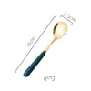 Garfo de Cerâmica Nórdico Transfronteiriço Colher de Café Talheres de Aço Inoxidável Faca e Garfo de Bolo Lunar Faca e Garfo de Bife Verde Escuro Colher