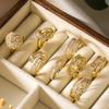 Aogu Lujo Accesible Europeo y Americano Anillo de Alta Gama Nicho Exquisito Cobre Chapado en Oro de 18K Zircón Geométrico Anillo Abierto Nuevo