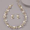 Colar com brincos de pérolas artificiais e strass, joias de comércio exterior, colar com três peças, brincos criativos de pérolas artificiais N6163