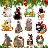 36 Colgantes de Madera de Gato Navideño Fiesta de Navidad Atmósfera del Árbol de Navidad Diseño del Lugar Colgantes Decorativos