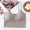 Seda gelada de verão refrescante beleza costas envoltas peito comprimento médio sem costura plus size push up esportes ioga camisola roupa íntima para mulheres