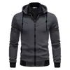 Cardigan Suéter Masculino Casual da Moda 2 em 1 Slim Fit Color Block com Capuz para Comércio Exterior 2024