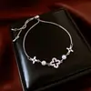 Pulsera Ajustable de Flor de Perla de Circonio Pulsera Simple Versátil Francesa Joyería de Mano Exquisita de Lujo Ligero para Mujeres
