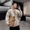 Estilo Americano 2026 Otoño e Invierno Nuevo de Moda Unisex Estilo Perezoso Holgado Japonés Suéter con Capucha de Media Cremallera Capa Base Versátil