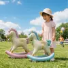 Cavalo de Balanço com Rodas Novo Balão de Filme de Alumínio Decoração de Festa de Aniversário Infantil Balões Tridimensionais Rosa Azul