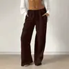 2026 Comercio Exterior Transfronterizo Europeo y Americano Ropa de Mujer Amazon Tk Cómodos Casuales Pantalones de Pierna Ancha Sueltos Versátiles Cordón Pantalones Rectos