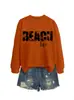Vida na Praia Amazon Ebay Site Independente Moletom Feminino da Moda e Divertido com Gola Redonda e Manga Longa Outono e Inverno