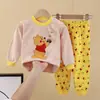 Conjunto de Roupa Íntima Infantil Algodão Puro Novo Meninos Pijama de Outono Roupa de Outono para Bebê Feminino Calças de Outono Roupa de Casa Roupa Infantil Atacado