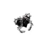 Anillo de pareja abierto Thorn love corazón bloqueado metal anillo Thorn love anillo abierto irregular