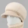 Chapéu de Inverno de Pelo de Coelho para Mulheres de Meia-Idade e Idosas, Chapéu de Lã Tricotado Quente e Espesso para Mães, Chapéu à Prova de Frio e Versátil para Idosos