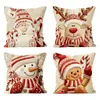 Fronha de Travesseiro Impressa em 3D de Natal Papai Noel Alce Boneco de Neve Boneco de Pão de Gengibre Almofada de Sofá Fronha Decorativa de Feriado