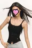 Camisole Grande com Decote U e Botões, Novo Estilo Primavera/Verão com Bojos, Roupa Íntima Feminina, Fresca e Adequada para Usar por Cima, Sem Mangas com Botões