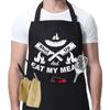 Exclusivo Transfronterizo Delantal Negro para Hombre con Estampado de Letra Divertida, Bolsillo, Banda para el Cuello Ajustable, Impermeable, Delantal de Cocina