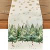 Nova Bandeira de Mesa de Natal de Inverno Estampa Floral Boneco de Neve Atmosfera de Natal de Inverno Decoração de Mesa de Sala de Estar Toalha de Mesa