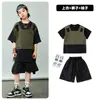 Roupas de Moda Hip-hop para Crianças Roupas de Verão com Manga Curta Falsa de Duas Peças para Meninos Roupa Hip-hop para Crianças Meninas Marca de Moda Roupas de Performance para Meninos