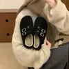 Zapatos Birkenstock Cálidos con Forro de Piel Estilo Coreano Retro de Suela Gruesa para Mujer 2026 Otoño/Invierno Nuevos Zapatos Mary Jane de Piel para Ponerse Fácil