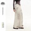 Restarall estilo terra de descarte retrô americano cor spray pesada calça overall solta antiga masculina e feminina calça de lenhador RK12