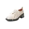 Versátiles Zapatos de Tacón Grueso Estilo Colegio Británico para Mujer, Nuevos, con Cordones Cruzados, Puntera Cuadrada, Tacón Grueso, Zapatos de Uniforme