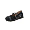 Bailarinas Retro de Lunares con Punta Dividida y Tira Cruzada de Velcro 2026 Nuevos Zapatos Planos Casuales Mary Janes Zapatos Únicos para Mujer